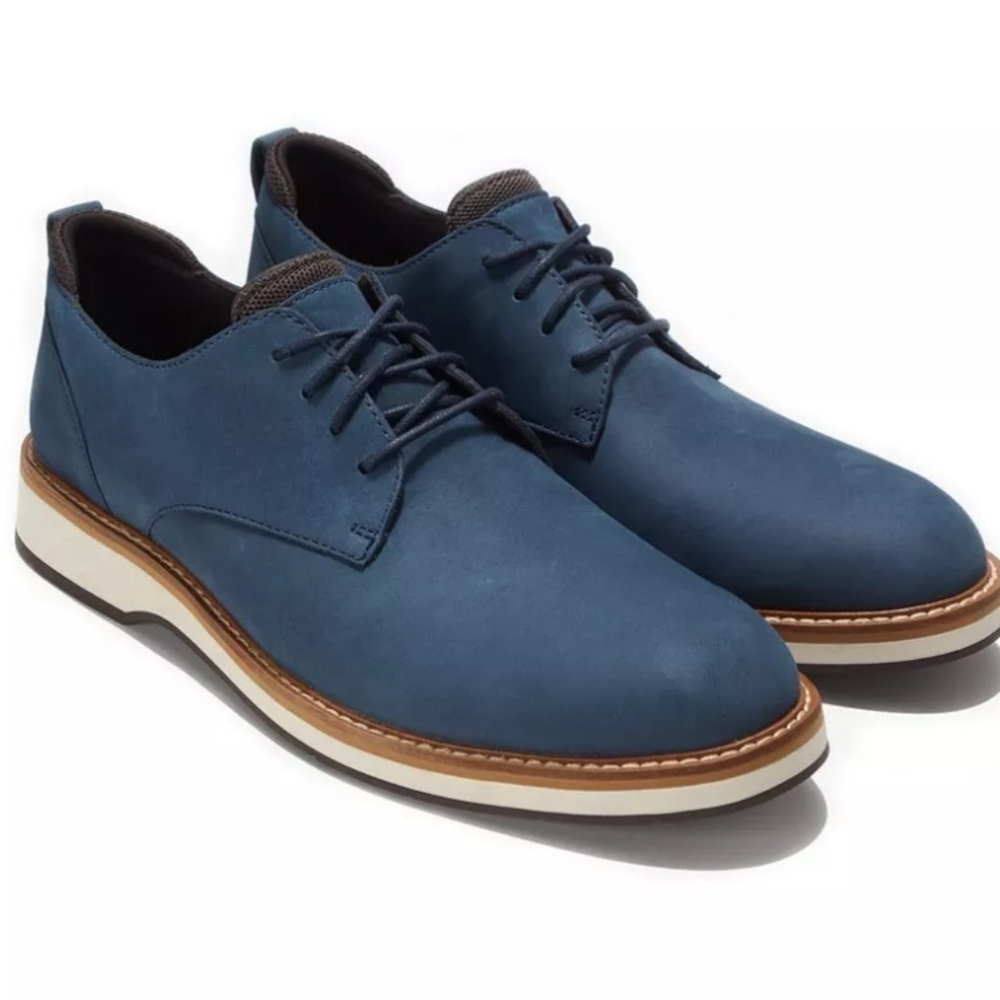 Cole Haan Mens Osborn Grand 360 Plain Toe Oxford Leather Shoes Sizes-11.5 Blue